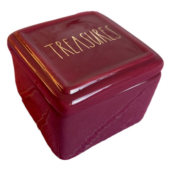 RAE DUNN Set of 2 Jewelry Boxes - Trinkets and Treasures Ceramic Box Set NEW - Picture 7 of 16